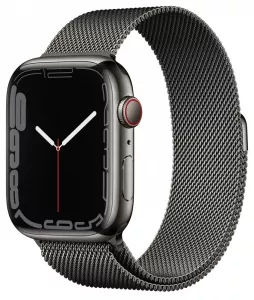 Умные часы Apple Watch Series 7 LTE 45 мм (сталь графитовый/миланский черный) фото