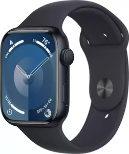 Умные часы Apple Watch Series 9 45 мм (алюминиевый корпус, полуночный/полуночный, спортивный силиконовый ремешок M/L) фото