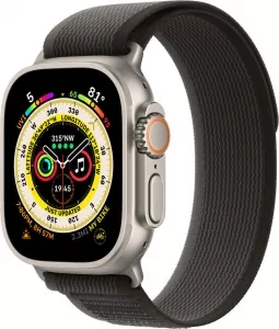 Умные часы Apple Watch Ultra LTE 49 мм (титановый корпус, титановый/черно-серый, нейлоновый ремешок размера M/L) фото