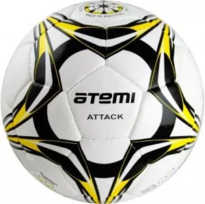 Мяч футбольный Atemi Attack PU размер 5 white/black/yellow фото