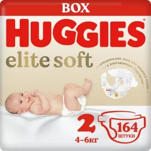 Подгузники HUGGIES Elite Soft 2 (164 шт) фото