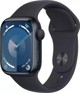Умные часы Apple Watch Series 9 41 мм (алюминиевый корпус, полуночный/полуночный, спортивный силиконовый ремешок S/M) фото