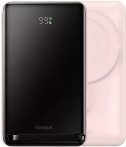 Портативное зарядное устройство Baseus Magnetic Bracket Wireless Power Bank 20W 10000mAh (розовый) фото