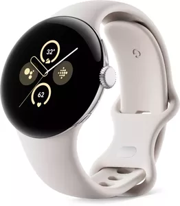 Умные часы Google Pixel Watch 2 (глянцевый серебристый/фарфор, спортивный силиконовый ремешок) фото