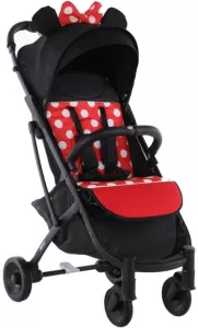 Прогулочная коляска Sundays Baby S600 Plus (черная база, черный с красными горошинами) фото