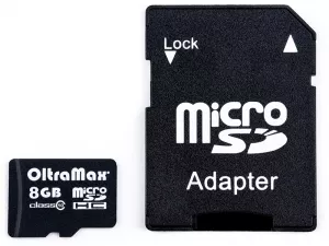 Карта памяти Oltramax microSDHC Class 10 8GB + адаптер фото