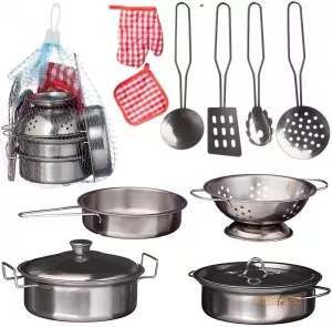 Игровой набор ABtoys Посуда металлическая для кухни (12 предметов) фото