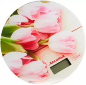 Весы кухонные Аксинья КС-6503 &#34;Розовые тюльпаны&#34; фото