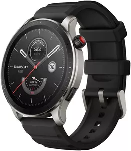 Умные часы Amazfit GTR 4 (серебристый, с черным ремешком из фторэластомера) фото