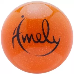 Мяч для художественной гимнастики Amely AGB-301 (15см, 280 гр) оранжевый с блестками фото