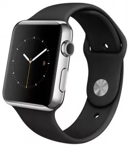 Умные часы Apple Watch 38mm Stainless Steel with Black Sport Band (MJ2Y2) фото
