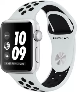 Умные часы Apple Watch Nike+ 38mm Silver Aluminium Case with Pure Platinum/Black Nike Sport Band (MQKX2) фото