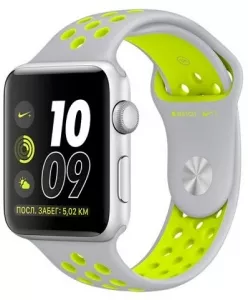 Умные часы Apple Watch Nike+ 38mm Silver with Flat Silver/Volt Nike Band (MNYP2) фото