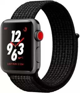 Умные часы Apple Watch Nike+ LTE 38mm Space Gray Aluminum Case with Black/Pure Platinum Nike Sport Loop (MQL82) фото