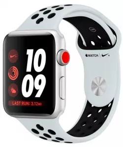 Умные часы Apple Watch Nike+ LTE 42mm Silver Aluminium Case with Pure Platinum/Black Nike Sport Band (MQLC2) фото