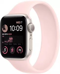Умные часы Apple Watch SE 2 40 мм (алюминиевый корпус, звездный свет/розовый мел, силиконовый ремешок) фото