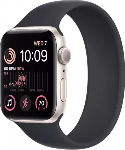 Умные часы Apple Watch SE 2 44 мм (алюминиевый корпус, звездный свет/темно-серый, силиконовый ремешок) фото