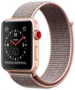 Умные часы Apple Watch Series 3 42mm Gold Aluminum Case with Pink Sand Sport Loop (MQKT2) icon
