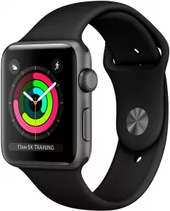 Apple Watch Series 3 42mm Space Gray Aluminum Case with Black Sport Band (MQL12)