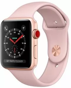 Умные часы Apple Watch Series 3 LTE 38mm Gold Aluminum Case with Pink Sand Sport Band (MQJQ2) фото