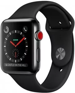 Умные часы Apple Watch Series 3 LTE 38mm Space Black Stainless Steel Case with Black Sport Band (MQJW2) фото