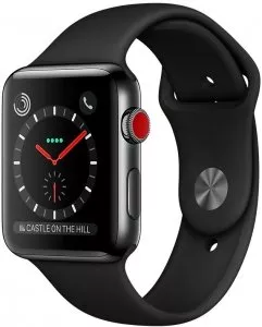 Умные часы Apple Watch Series 3 LTE 42mm Space Black Stainless Steel Case with Black Sport Band (MQM02) фото