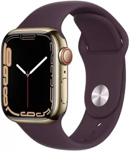 Умные часы Apple Watch Series 7 LTE 41 мм (сталь золото/темная вишня спортивный) фото