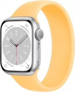 Умные часы Apple Watch Series 8 41 мм (алюминиевый корпус, серебристый/солнечное сияние, силиконовый ремешок) фото