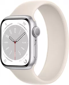 Умные часы Apple Watch Series 8 41 мм (алюминиевый корпус, серебристый/звездный свет, силиконовый ремешок) фото
