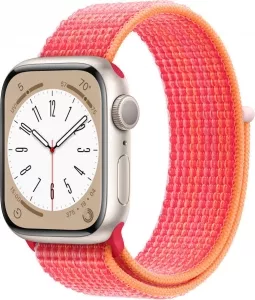 Умные часы Apple Watch Series 8 41 мм (алюминиевый корпус, звездный свет/красный, нейлоновый ремешок) фото