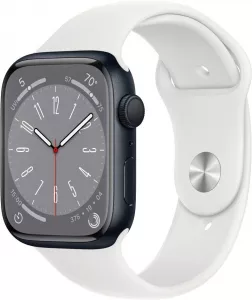 Умные часы Apple Watch Series 8 45 мм (алюминиевый корпус, полуночный/белый, спортивный силиконовый ремешок) icon