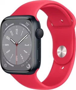 Умные часы Apple Watch Series 8 45 мм (алюминиевый корпус, полуночный/красный, спортивный силиконовый ремешок) icon