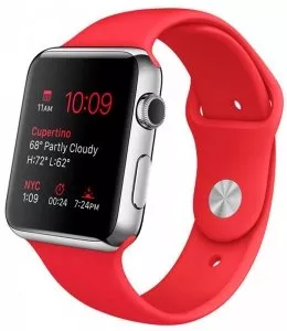 Умные часы Apple Watch Sport 42mm Silver with Red Sport Band (MLLE2) фото
