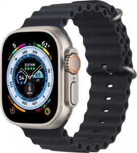 Умные часы Apple Watch Ultra LTE 49 мм (титановый корпус, титановый/темно-серый, ремешок из эластомера) фото