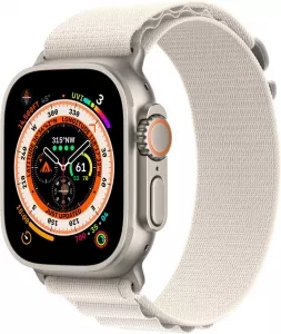 Умные часы Apple Watch Ultra LTE 49 мм (титановый корпус, титановый/звездный свет, текстильный ремешок размера M) фото