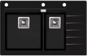 Кухонная мойка Aquasanita Delicia Plus GQD 150 Черный/черное стекло фото