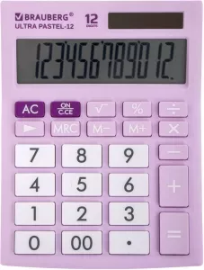 Бухгалтерский калькулятор BRAUBERG Ultra Pastel-12-PR 250505 (сиреневый) фото