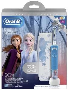 Электрическая зубная щетка Braun Oral-B Kids Frozen (D100.413.2KX) + дорожный чехол фото