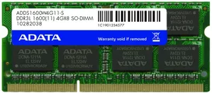 Оперативная память A-Data 4GB DDR3 SODIMM PC3-12800 ADDS1600W4G11-S фото