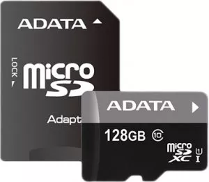 Карта памяти A-Data Premier microSDXC 128Gb Class 10 UHS-I U1 + SD адаптер (AUSDX128GUICL10-RA1) фото