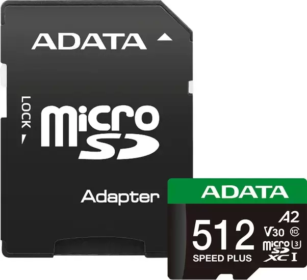 A-Data SPEED PLUS microSDXC 512GB UD512GUI3V30A2SP-RA1 (с адаптером)