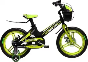 Велосипед детский Delta Prestige D 18 + шлем 2020 (черный/зеленый) фото