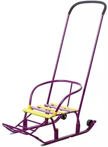 Санки-коляска Galaxy Мишутка 5 с колесом (фиолетовый) фото