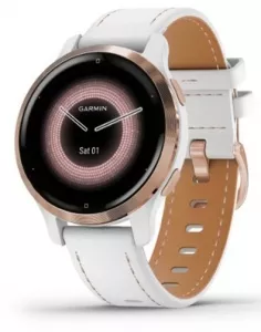 Умные часы Garmin Venu 2S (розовое золото/белый кожаный) фото