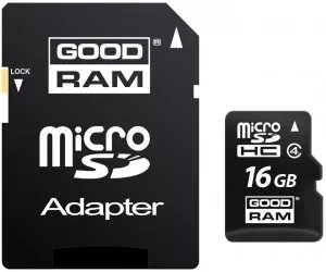 Карта памяти GoodRam microSDHC 16Gb Class 4 + SD адаптер (SDU16GHCAGRR10) фото