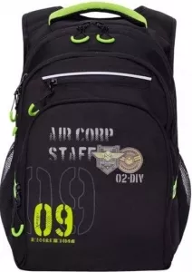 Школьный рюкзак Grizzly RB-050-2 (черный/салатовый) фото