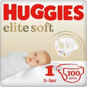 Подгузники HUGGIES Elite Soft 1 (100 шт) фото
