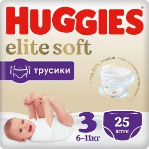 Подгузники-трусики Huggies Elite Soft 3 (25 шт) фото