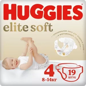 Подгузники HUGGIES Elite Soft 4 (19 шт) фото