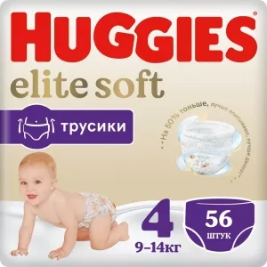 Подгузники-трусики Huggies Elite Soft 4 (56 шт) фото